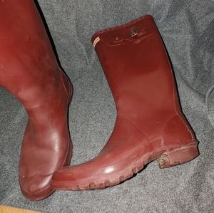Hunter Boots Dark Red Huntress Gloss sz 9